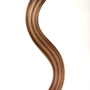 Tape-in Extensions Gesträhnt Hellbraun-Silver (5P-Silver)
